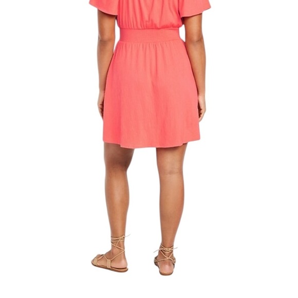 Old Navy Coral Flutter Sleeve waist defining dress mini NWT size 3X - Picture 2 of 12